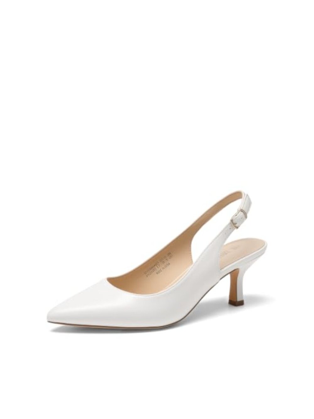 Slingback Kitten Heel Pumps Faux Leather Pointed Toe Cushioned Work Wedding